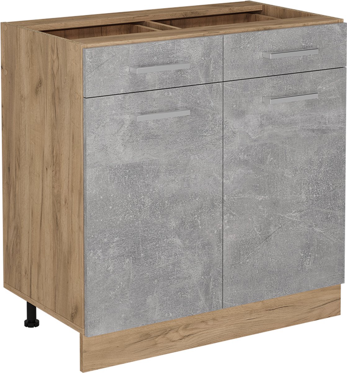 Vicco R-Line Keukenonderkast – 80 cm zonder werkblad Beton Beton/Goudkleurig Eiken