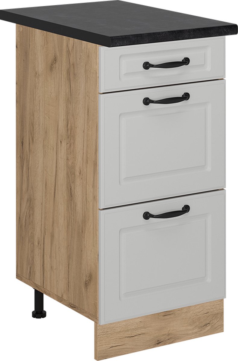 Vicco R-Line Keukenonderkast – 40 cm met laden, WB Antraciet Wit Landhuis