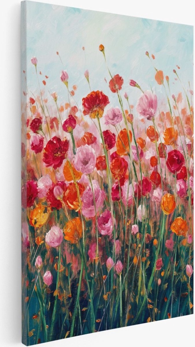 Saammp Canvas Schilderij - Kleurrijke Rozen - Bloemen - Abstract - 30x40 - Foto op canvas - Wanddecoratie - Muurdecoratie Woonkamer - Kantoor Decoratie Multicolor