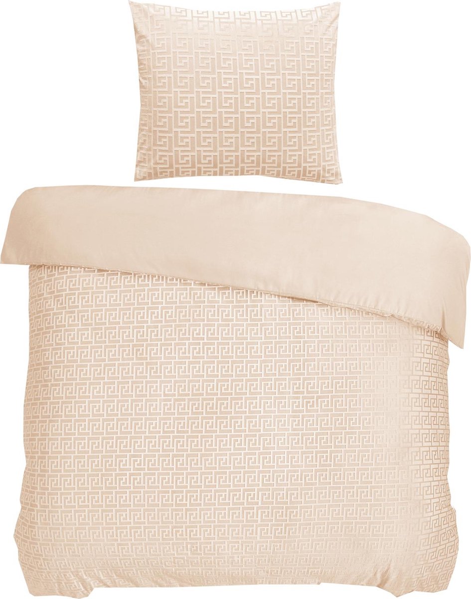 Husch - Micromink Fluweel Dekbedovertrek - 140x220 - Greek Taupe - Superzacht jacquard fluweel