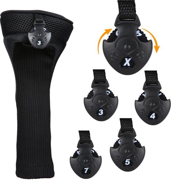 Golf Club Cover Zwart - Golfclub Covers - Headcovers - Golf Spullen- Golf Accessoires - Golf Headcovers van YOSH. — afbeelding 3