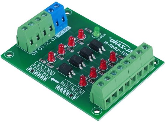 4-kanaals Optocoupler Isolator Bord – Signaalniveau Omzetter 3.3V Naar 24V, 5V Naar 24V, 12V Naar 3.3V, 24V Naar 5V