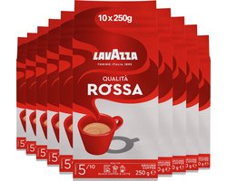 Lavazza Qualità Rossa Filterkoffie - Gemalen Koffie - 100% Arabica Bonen - Intensiteit 5/10 - 10 x 250 gram