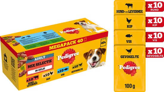 Pedigree Hondenvoer - Mix Selectie in gelei - Maaltijdzakjes - 40 x 100 g