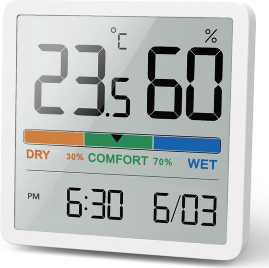 Hygromètre Thermomètre Numérique TP49 - Blanc, Pour Intérieur, Avec Pile Incluse