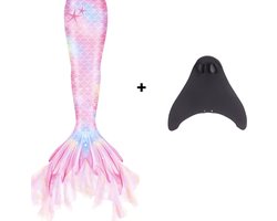Joya Kids® Zeemeermin staart met kanten franjes met MONOVIN | Roze Mermaid Staart | Prinsessen jurk | Verkleedkleding meisje | Maat 110 | Incl MONOVIN