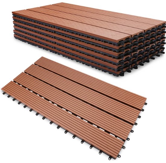 WPC terrastegels, 6 stuks, teak-balkontegels, 30 x 60 cm - 1 m², ideaal