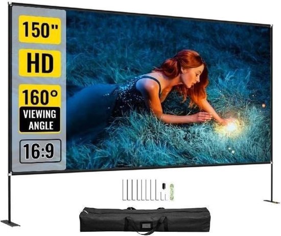 Roll-up screen Eenvoudig vouwprojectiescherm 60-150 inch Easy Tent 16: 9 Buiten Full HD 2K 4K Projector Screen Beamerscherm met(72 inch