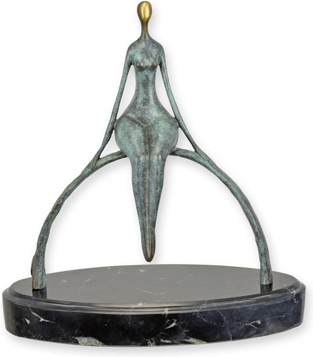 Zittend vrouwelik naakt - Bronzen beeld - sculptuur - 23 cm hoog