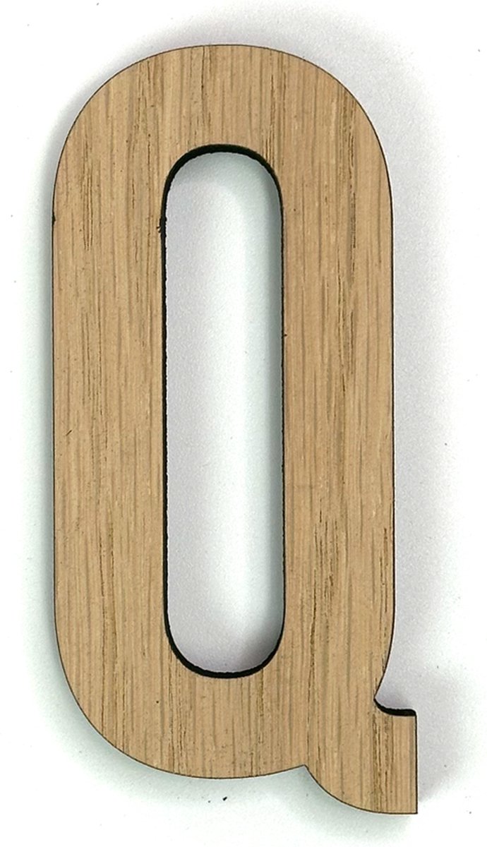 Houten letter Q - 10 cm hoog