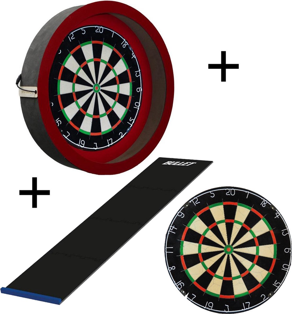 Darts Set - Sorpresa PRO set - Rood-Zwart - dartbord - dartmat - dartbord verlichting