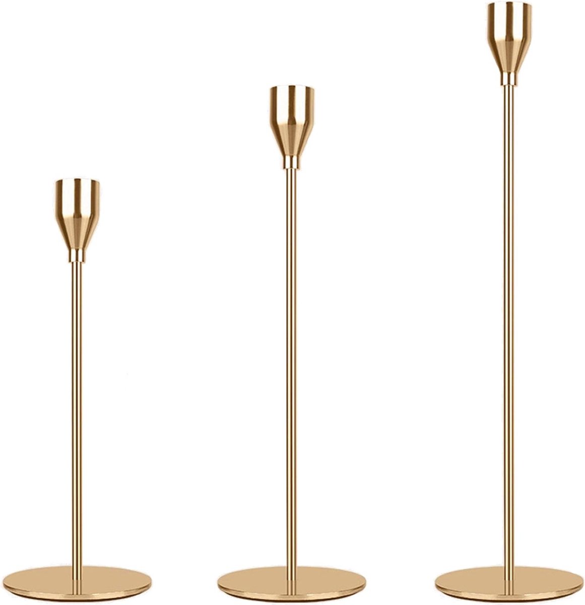 La'Moussawi ® Elegante Gouden Set van Drie Vintage Kaarsenhouders voor Verschillende Gelegenheden