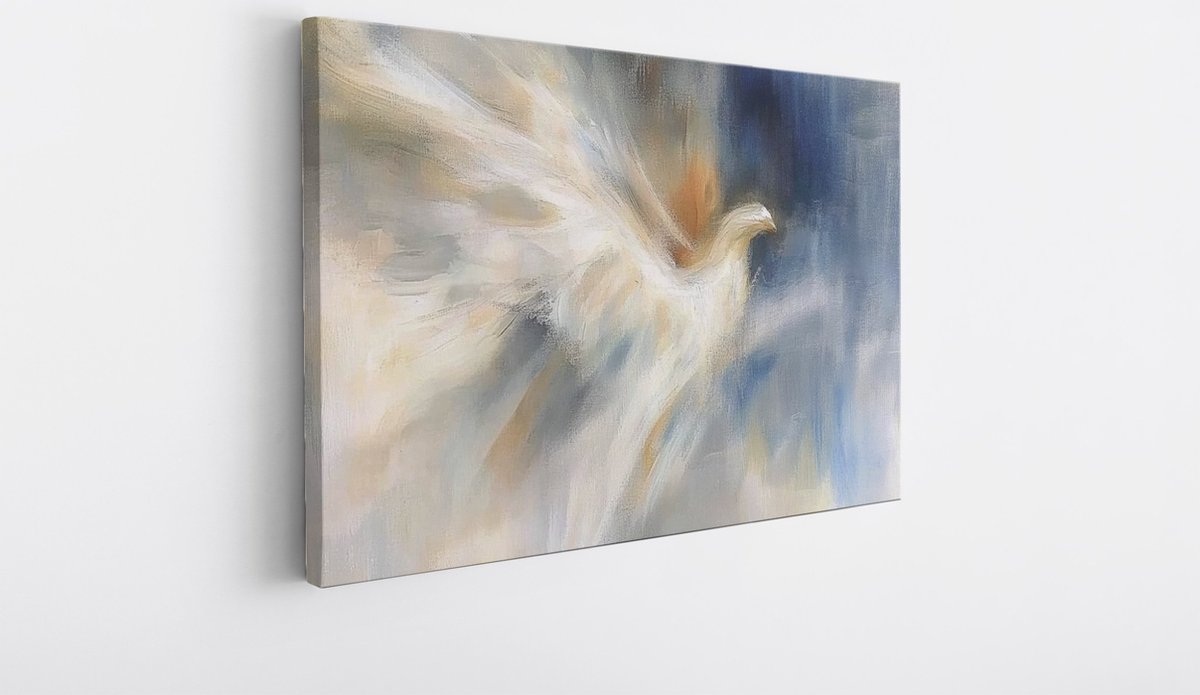Saammp Canvas Schilderij - Abstracte Vogel in Vlucht - Abstract - 150x100 - Foto op canvas - Wanddecoratie - Muurdecoratie Woonkamer - Slaapkamer decoratie - Canvas Print Multicolor