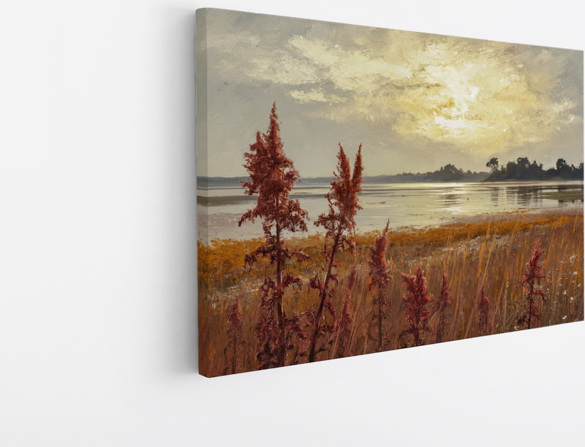 Saammp Canvas Schilderij - Abstract - botanisch - Landschap - Natuur - 120x80 - Foto op canvas - Wanddecoratie - Muurdecoratie Woonkamer - Slaapkamer decoratie - Canvas Print Multicolor