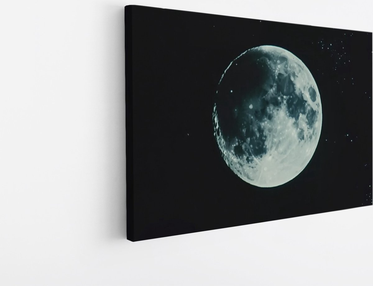 Saammp Canvas Schilderij - Natuur - Volle maan - Ruimte - 50x40 - Foto op canvas - Wanddecoratie - Muurdecoratie Woonkamer - Slaapkamer decoratie - Canvas Print Multicolor