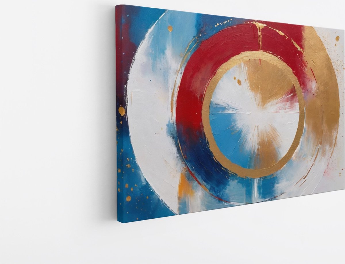 Saammp Canvas Schilderij - Abstract - Kleurrijke Vormen - 50x40 - Foto op canvas - Wanddecoratie - muurdecoratie Woonkamer - Slaapkamer decoratie - Canvas Print Multicolor