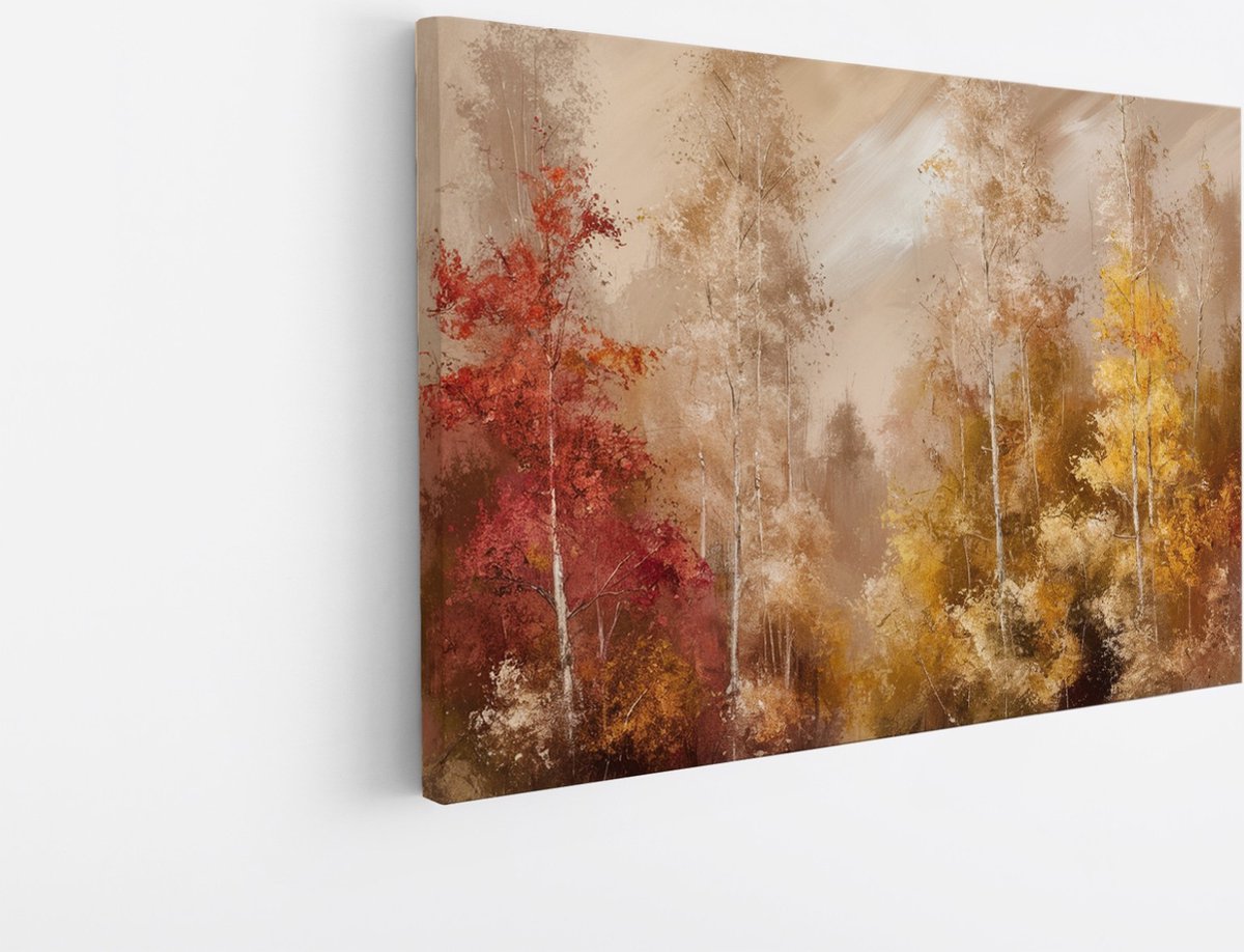 Saammp Canvas Schilderij - Abstract bos - Landschap - Natuur - 50x40 - Foto op canvas - Wanddecoratie - Muurdecoratie Woonkamer - Slaapkamer decoratie - Canvas Print Multicolor