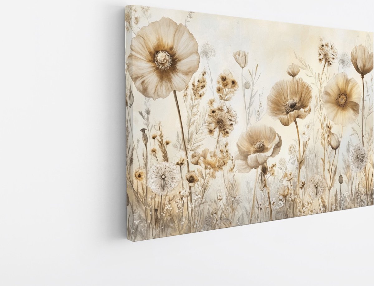 Saammp Canvas Schilderij - Bloemenpracht - Modern - 60x40 - Foto op canvas - Wanddecoratie - Muurdecoratie Woonkamer - Kantoor Decoratie Multicolor