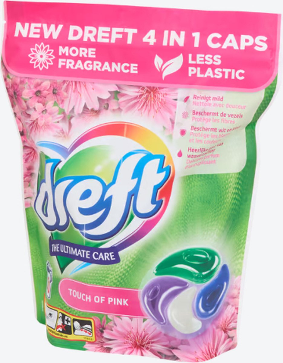 Dreft The Ultimate Care 4 in 1 Pods Wasmiddel Pods Touch of Pink 50 stuks