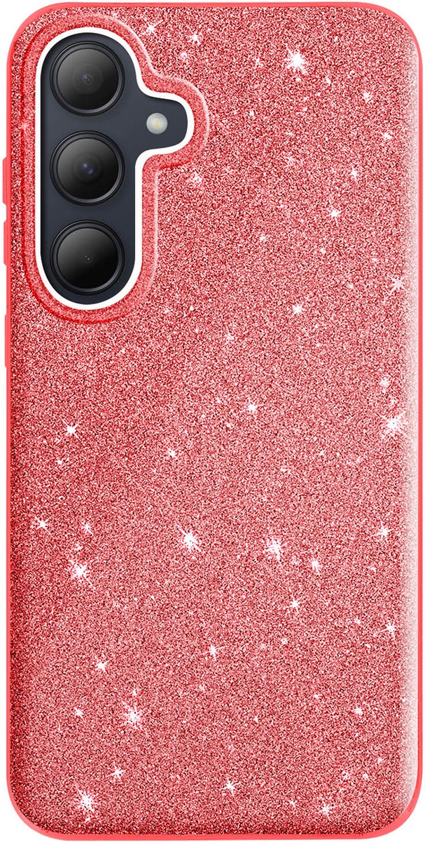 Avizar Eco paillette hoesje Geschikt voor Samsung Galaxy A35 ultradun siliconen, Rood