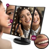 Gadgy Make Up Spiegel – Spiegel Verlichting 10x vergroting - Cosmetica Spiegel - Scheerspiegel - Staand met 2 Vergrootspiegels - op Batterijen of USB (kabel incl) - Cadeau voor Vrouw - Cadeautje voor Haar