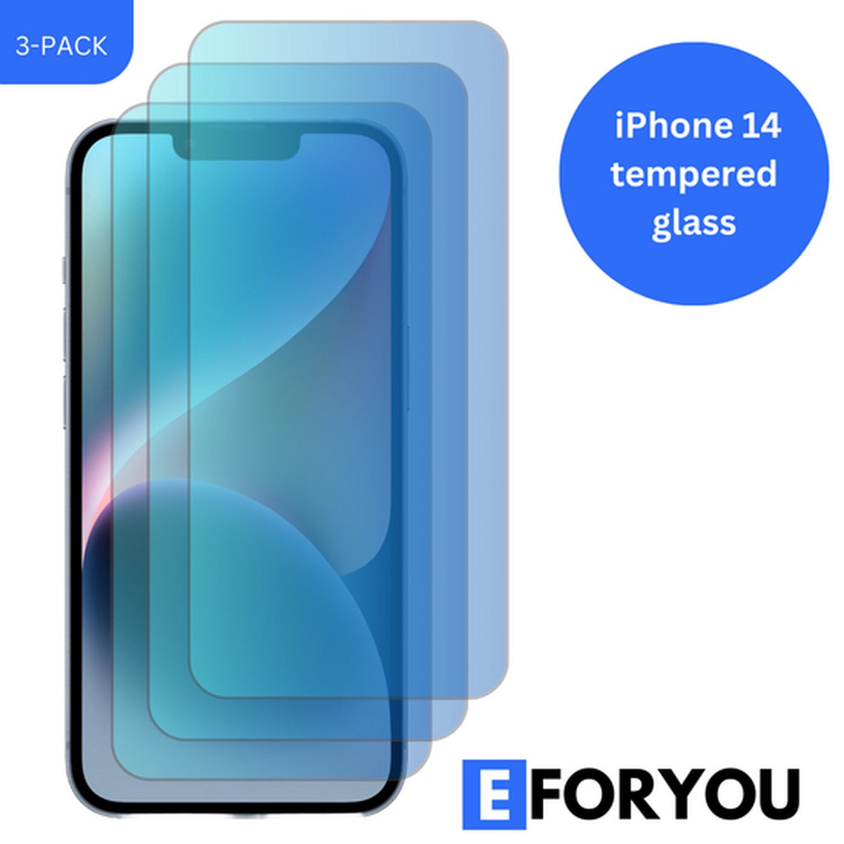 3-Pack iPhone 14 Gehard Glas Screenprotector - Transparant met Doekjes
