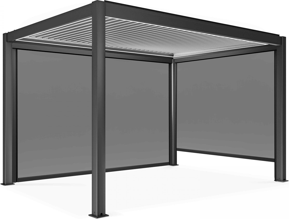 Oviala - 3x4m zelfdragende gemotoriseerde pergola met verlichting en 2 luifels - Kavala