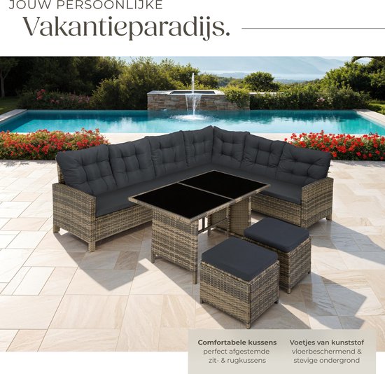 tectake - Groupe de sièges en osier Barletta - naturel / gris foncé - 404399