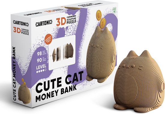 Cartonic - TIRELIRE CHAT MIGNON - Puzzle 3D - puzzles - DIY- enfants et adultes