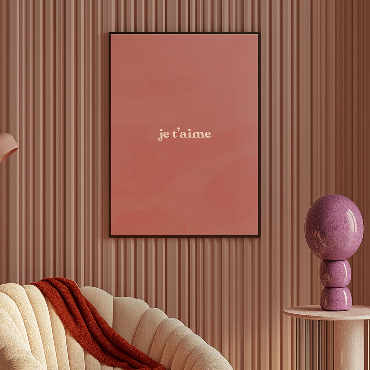 Poster Je t'aime - Poster roze