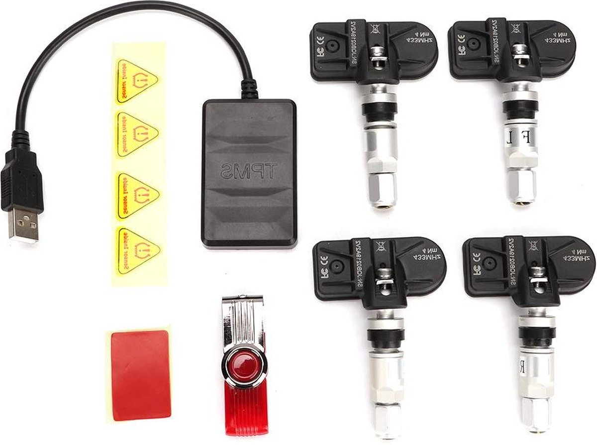 Bandenspanningscontrolesysteem Auto USB TPMS met interne sensor voor Android-navigatie - Draadloos - Real-time monitoring .