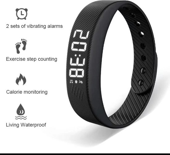 Huiselijk Geluk Slimme Sportarmband – Stappenteller, Trillende Wekker & Activity Tracker – Leven Waterdicht – Langdurige Batterij – Polsband voor Volwassenen