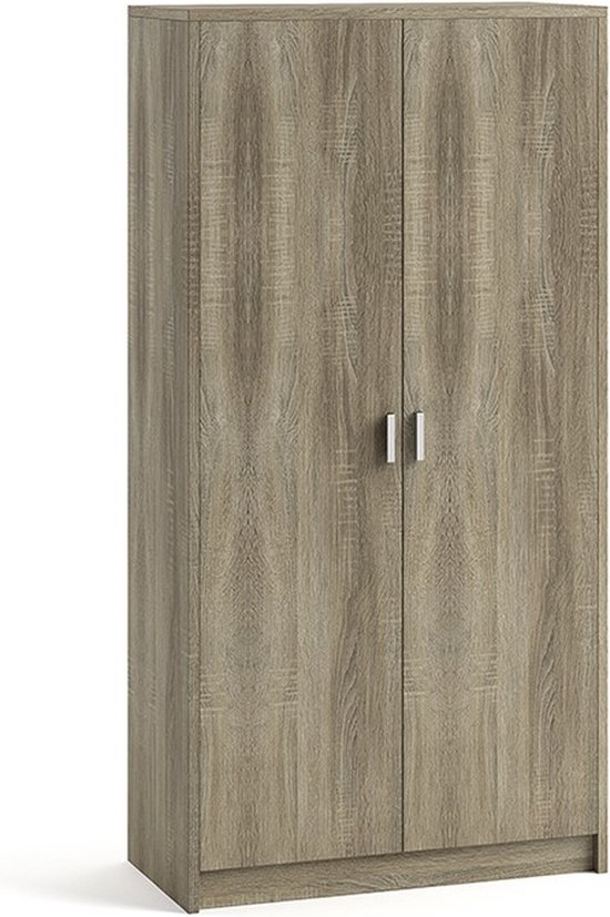 Interiax Opbergkast - Kledingkast 'Aurora' – 2 Deuren & 4 Legplanken | Sonoma Eik | 148x72x36 cm