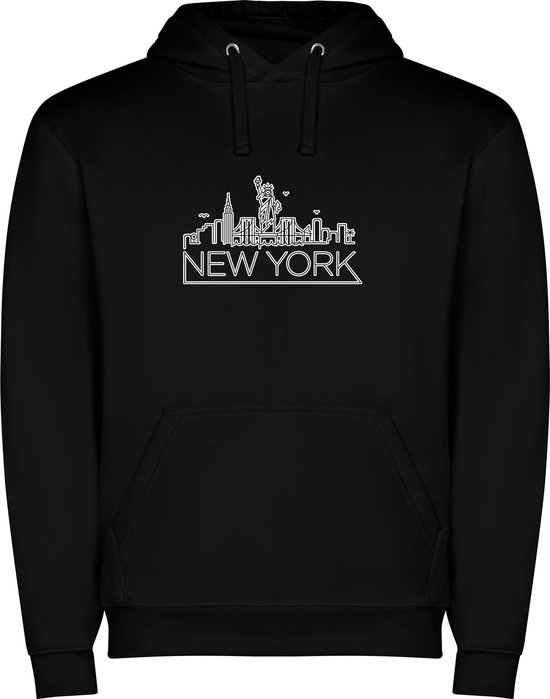 Sweat à capuche unisexe noir avec imprimé « Skyline New York – Ambiance vacances – Élégant – Moderne » en couleur de la marque Roly taille XL