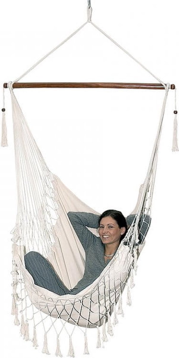 Braziliaanse Hangmat Schommelstoel - 120 kg - Wit - Viking Choice