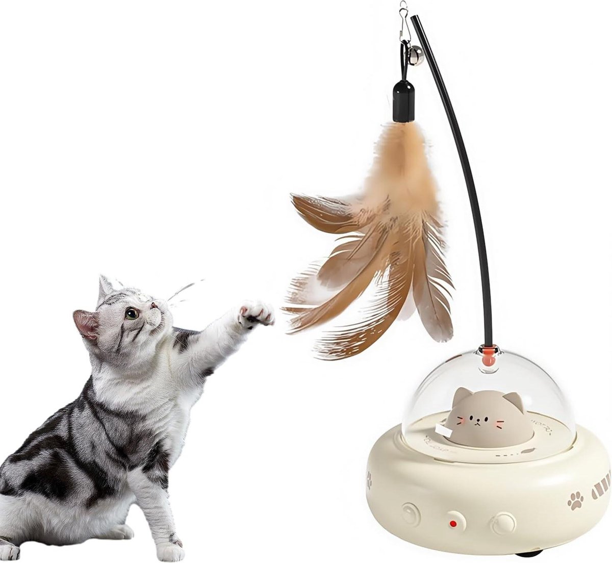 Zelfbezigheid kattenspeelgoed - Interactief elektrisch speelgoed voor katten met veren - USB-oplaadbaar intelligent kattenspeelgoed .