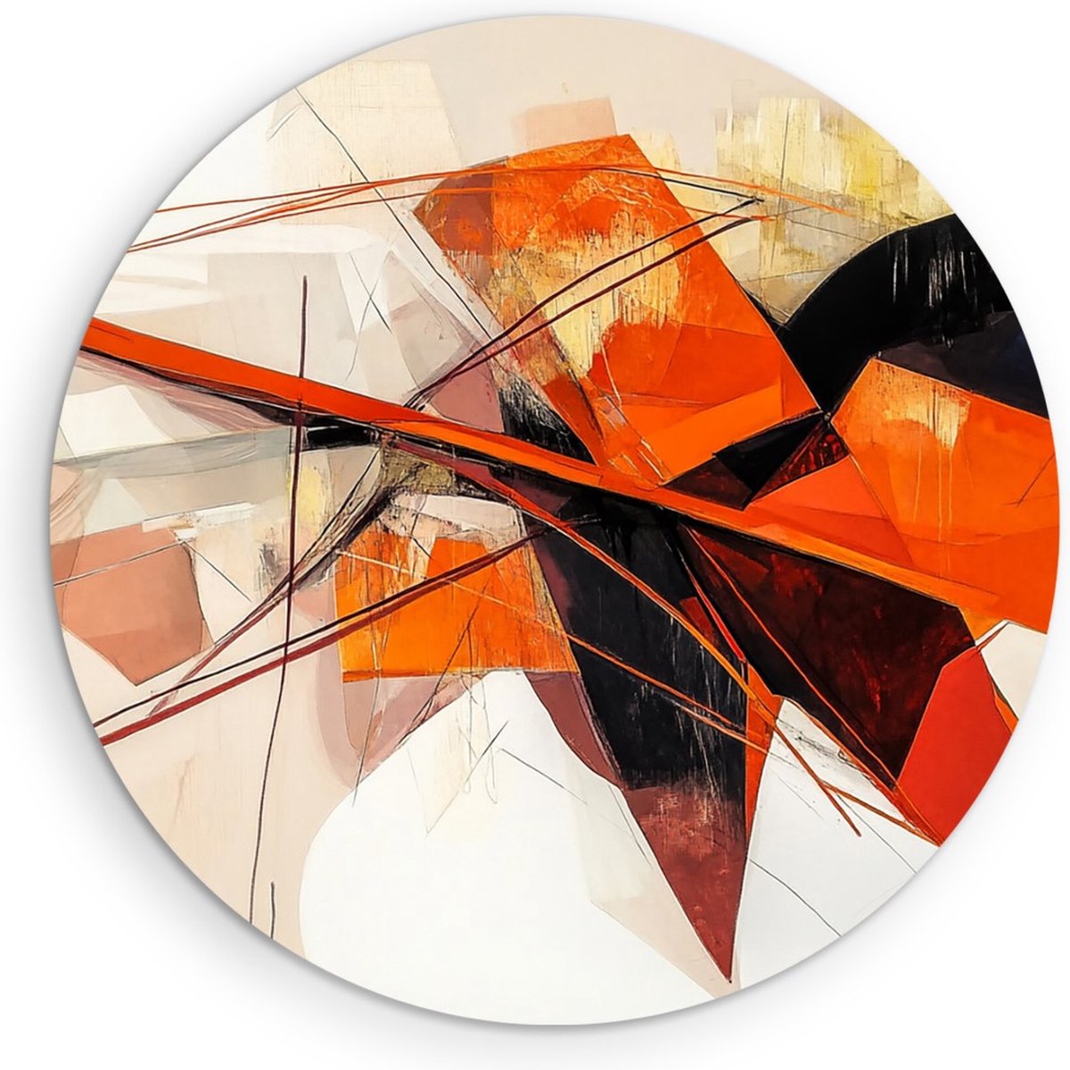 Saammp Forex Muurcirkel - Dynamisch - Rood - Abstract kunstwerk - Ø 40 - Wandcirkel - Wanddecoratie Cirkel - Muurdecoratie Woonkamer - Slaapkamer decoratie - Rond Schilderij