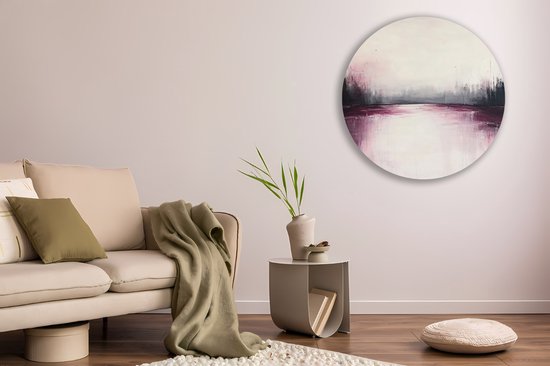 Saammp Muurcirkel Hout - bordeaux rood - minimalistische kunst - Abstracte - Ø 60 - Wandcirkel - Wanddecoratie Cirkel - Muurdecoratie Woonkamer - Kantoor Decoratie