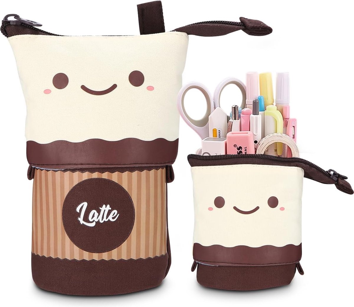 Candala Etui met ritssluiting, telescopisch etui, latté., Etui