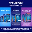 Assortiment Valdispert producten: Slaap Gummies, Slaap Spray, Nachtrust, Slaap & Nacht Advanced. Blauwe, paarse en oranje verpakkingen.