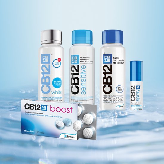 CB12 White Mondwater - Frisse Adem en Whitening effect - 12 uur bescherming - Met fluoride en pepermuntsmaak - Alocholvrij - 250ml