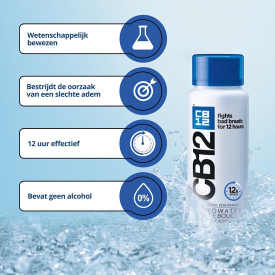 CB12 Original Mondwater - Beschermt 12 uur lang tegen een slechte adem - Met Fluoride voor bescherming tegen gaatjes - Frisse mentholsmaak - Alcoholvrije mondspoeling - 250ml