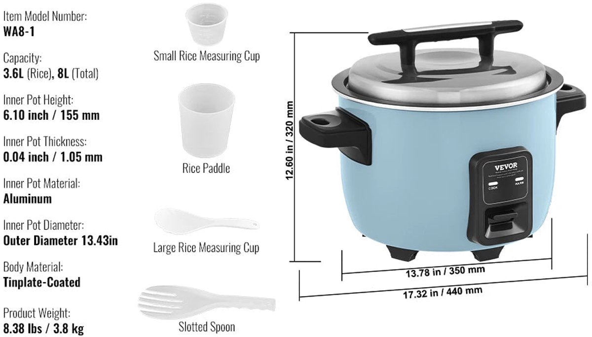 Rijstkoker - Rijstkokers - Multicooker - Crockpot - Slow Cooker - 10L - met Aluminium Nonstick Binnenpan - voor Restaurant Buffet – foto 6