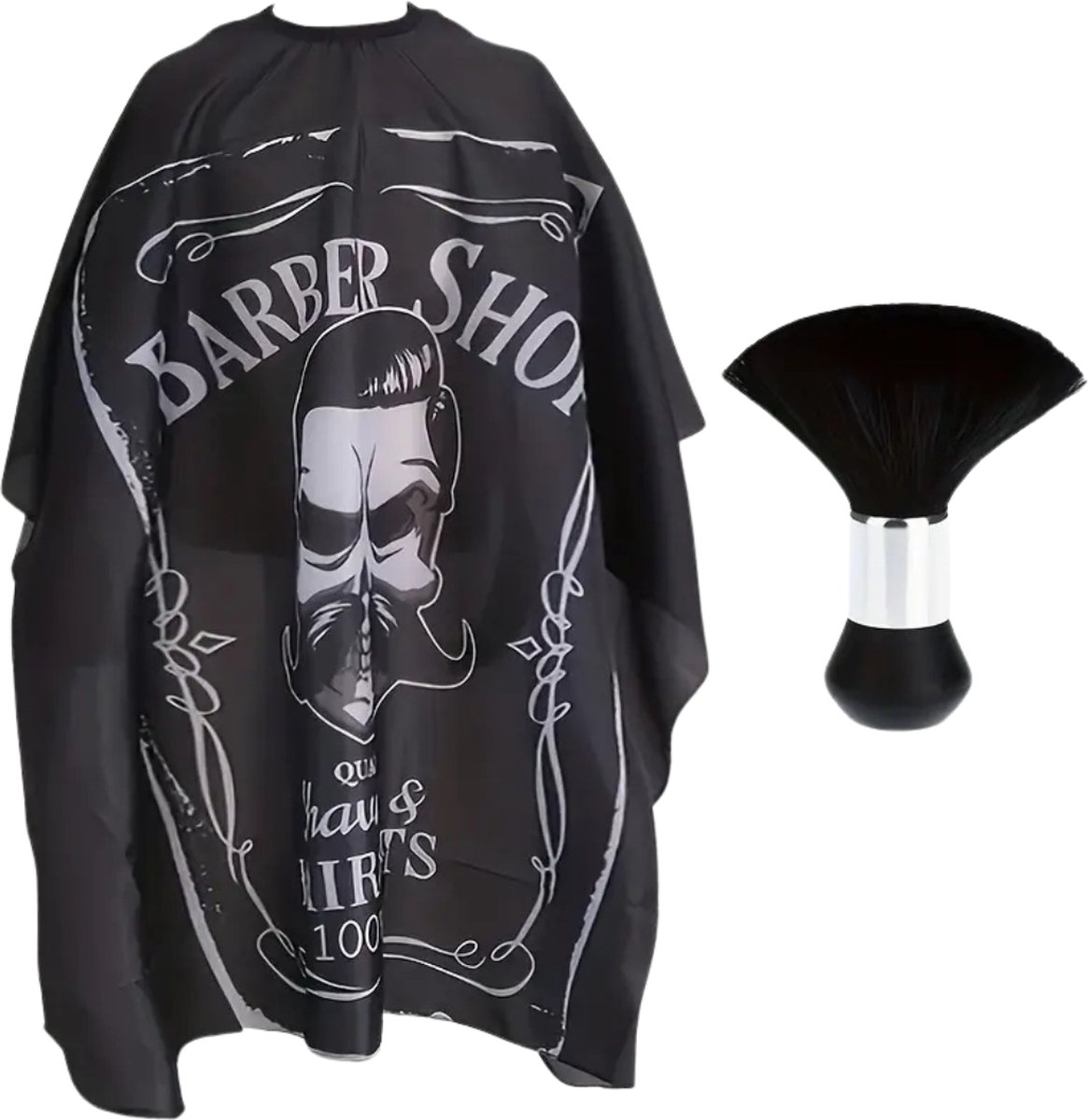 Bovista Baardschort - Beard Bib - Scheerschort - Baard Cape - Kappersmantel - Kapmantel - Zwart