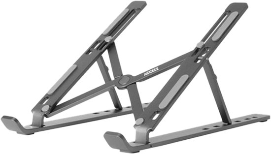 Accezz Laptop Houder – Laptop Standaard – Verstelbaar en Opvouwbaar – Universele Laptopverhoger – Grijs