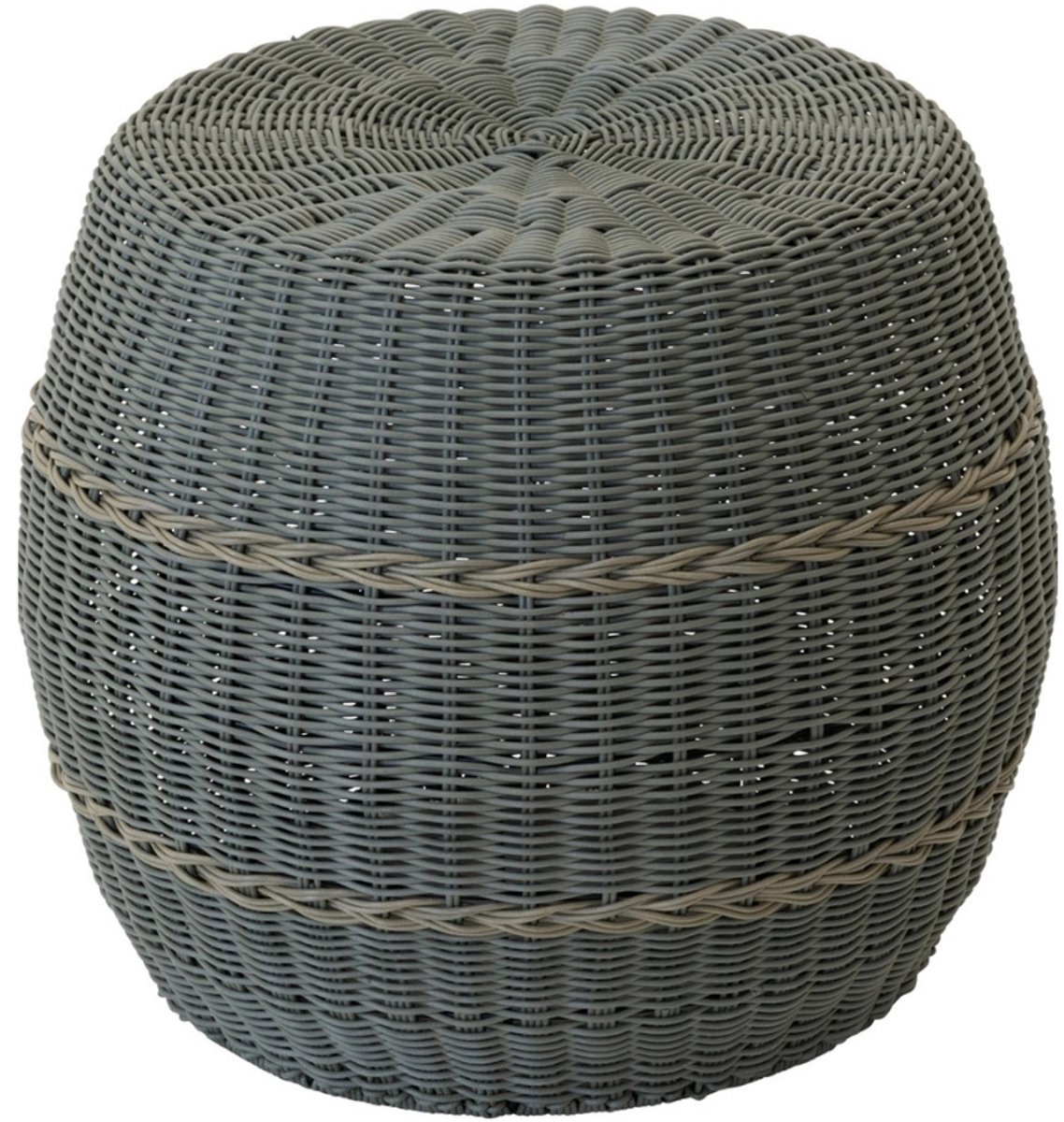 Laos poef wicker ø46x40cm - groen