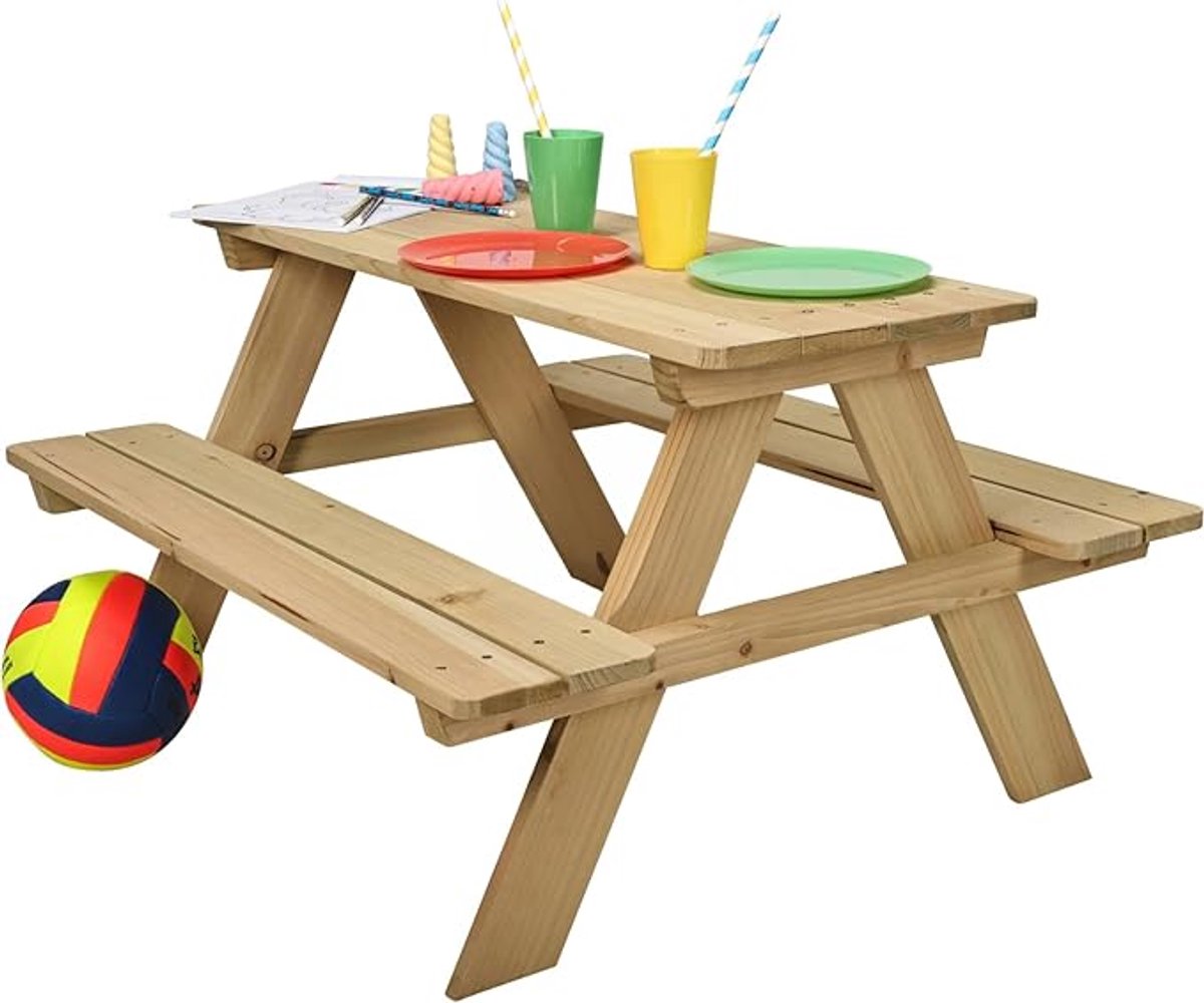 Relaxwonen - Houten picknicktafel voor kinderen - stevig, milieuvriendelijk dennenhout thumbnail 2