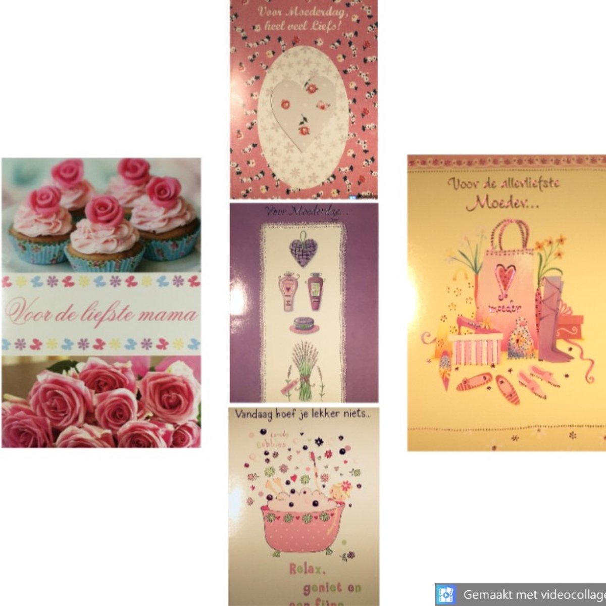5 Luxe Moederdag Wenskaarten - Moeder Mama Wens Kaart - 5 Motieven - Touche Cards - Met Envelop - 16.5x11.5cm - Muttertag Fete des Meres Mother's Day