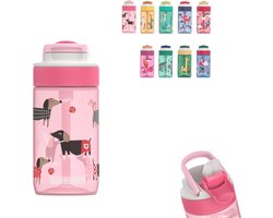 Kambukka Lagoon Drinkfles voor kinderen 400ml Diva Dogs - met geïntegreerd rietje - drinkbus kinderen - drinkbeker voor school