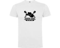 Wit T-Shirt met Kleurrijke print “ Country Music Old but Gold – Cowboy Hoed – Muziek – Good Vibes “ Print Full Color Maat S